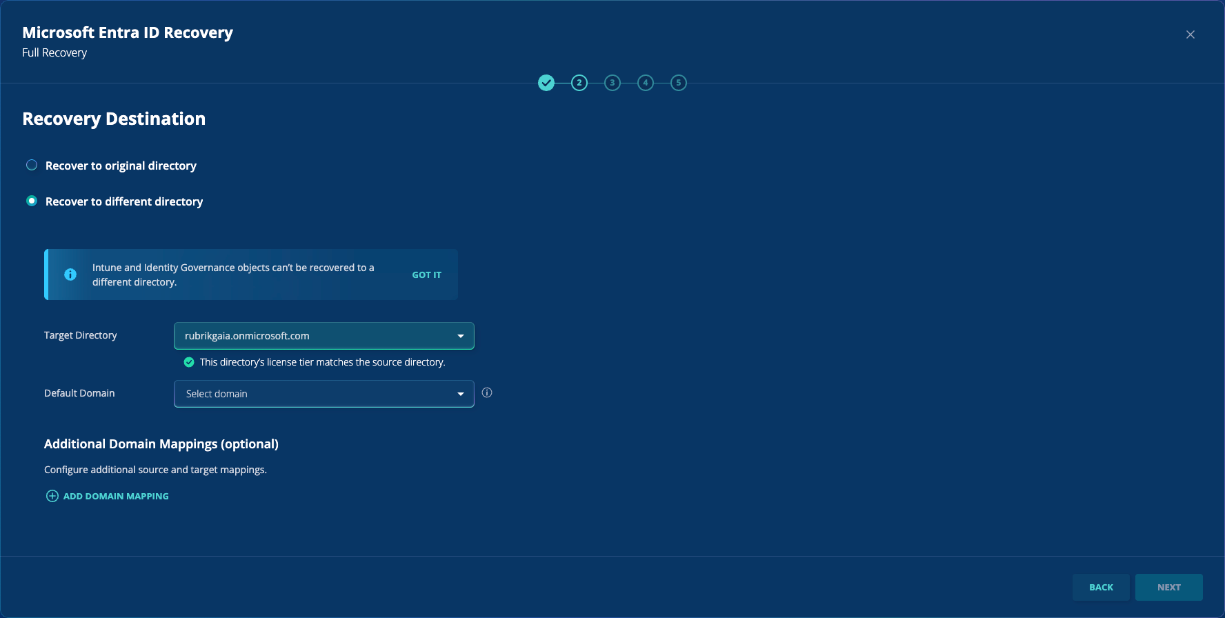 Entra ID Recovery Destination