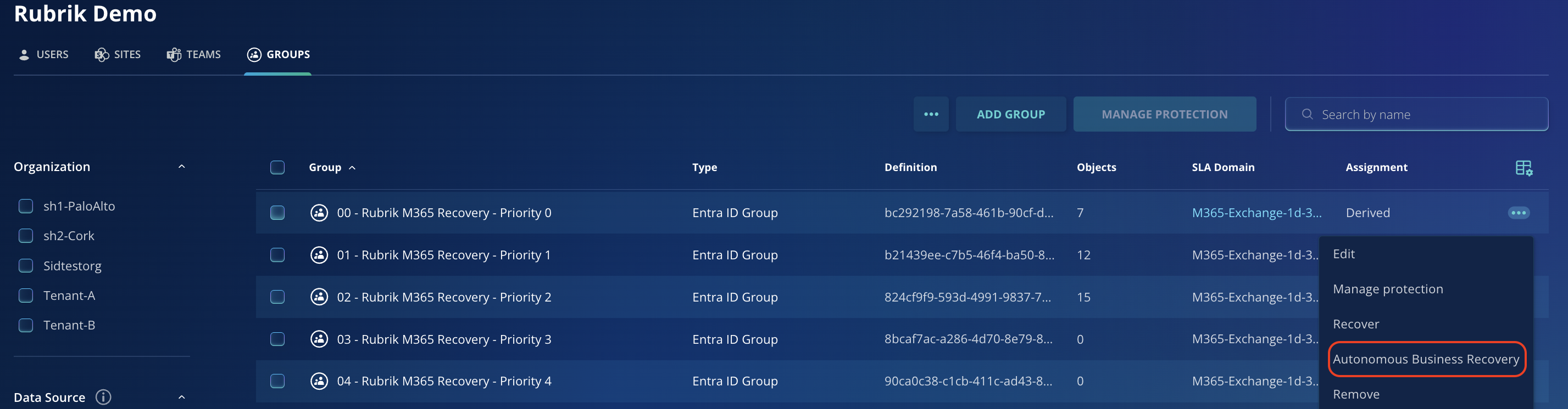 Autonomous Business Recovery Groups