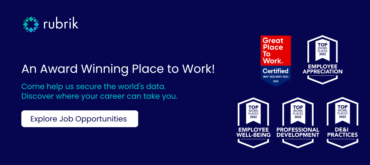 Rubrik : Award winning place to work