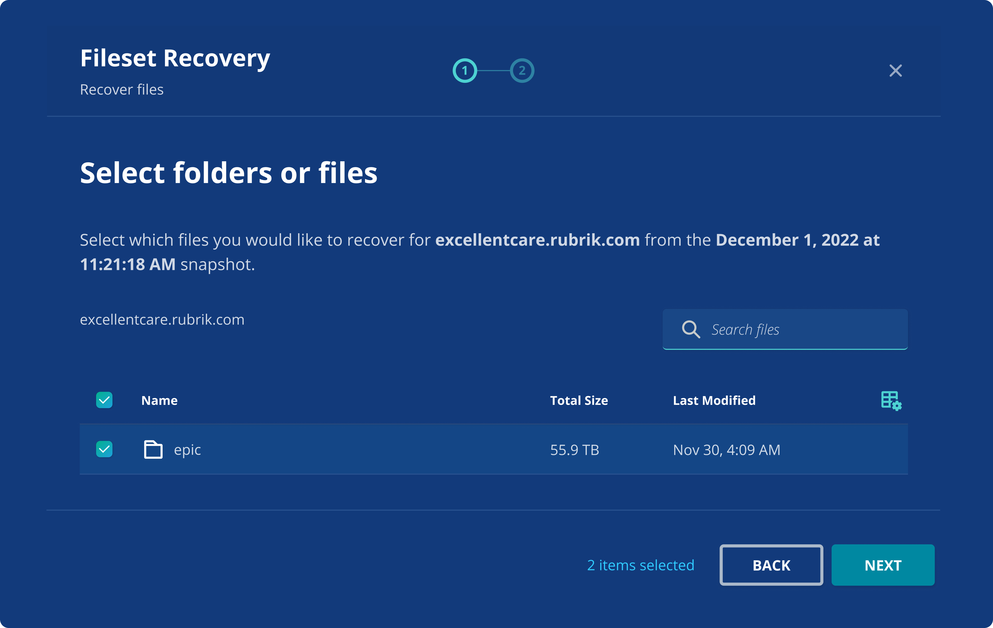 Recover to a suggested snapshot