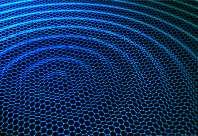916486946 Abstract technology background with blue wavy hexagonal grid. ( 3d render )