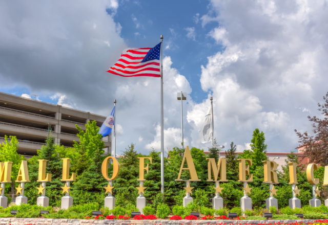 Bloomington, United States - June 23, 2014: The entrance to the Mall of America. The Mall of America (MoA) is a shopping mall owned by the Triple Five Group.