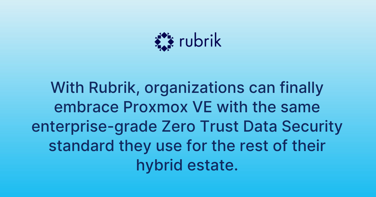 Rubrik R7420 Rear Rubrik for Proxmox VE:妥協のないサイバーレジリエンスが一般公開開始 | Rubrik