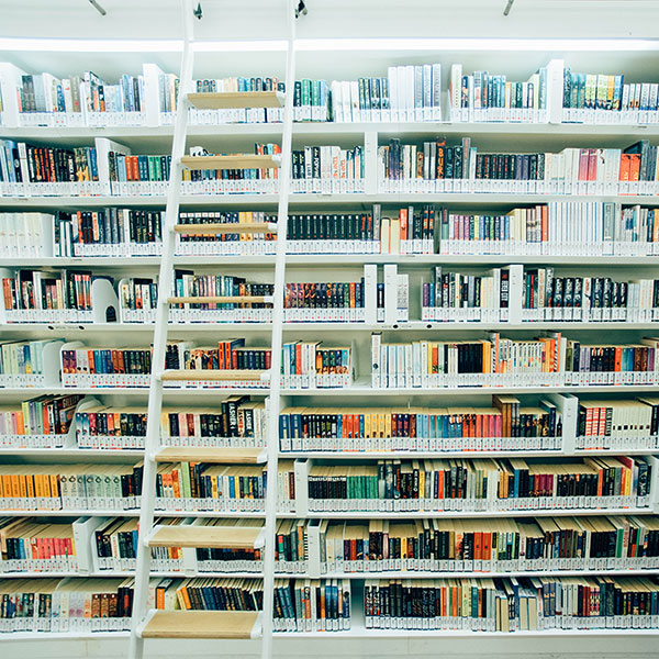 White book shelves