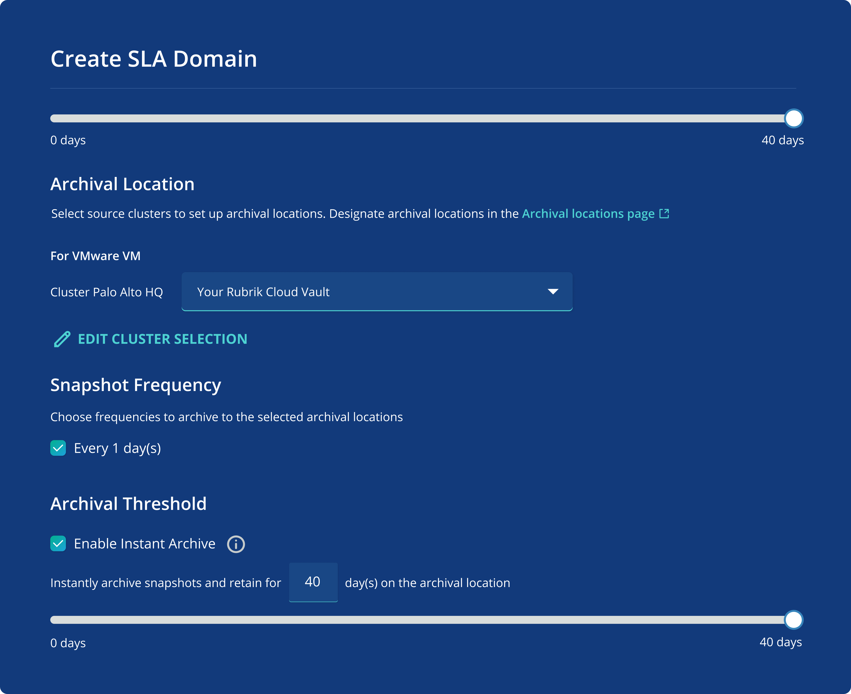 Create SLA domain