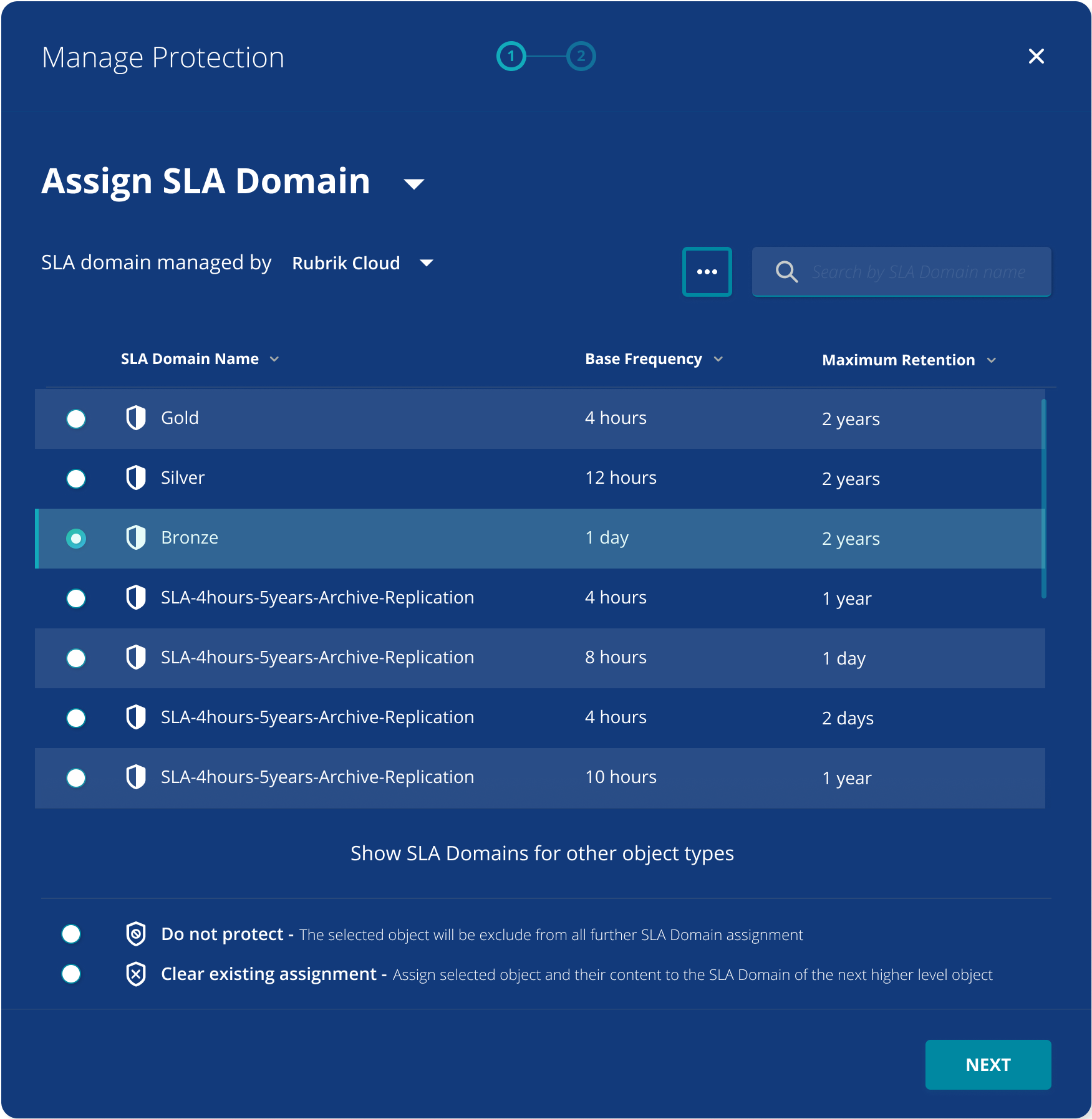 manage protection | Rubrik