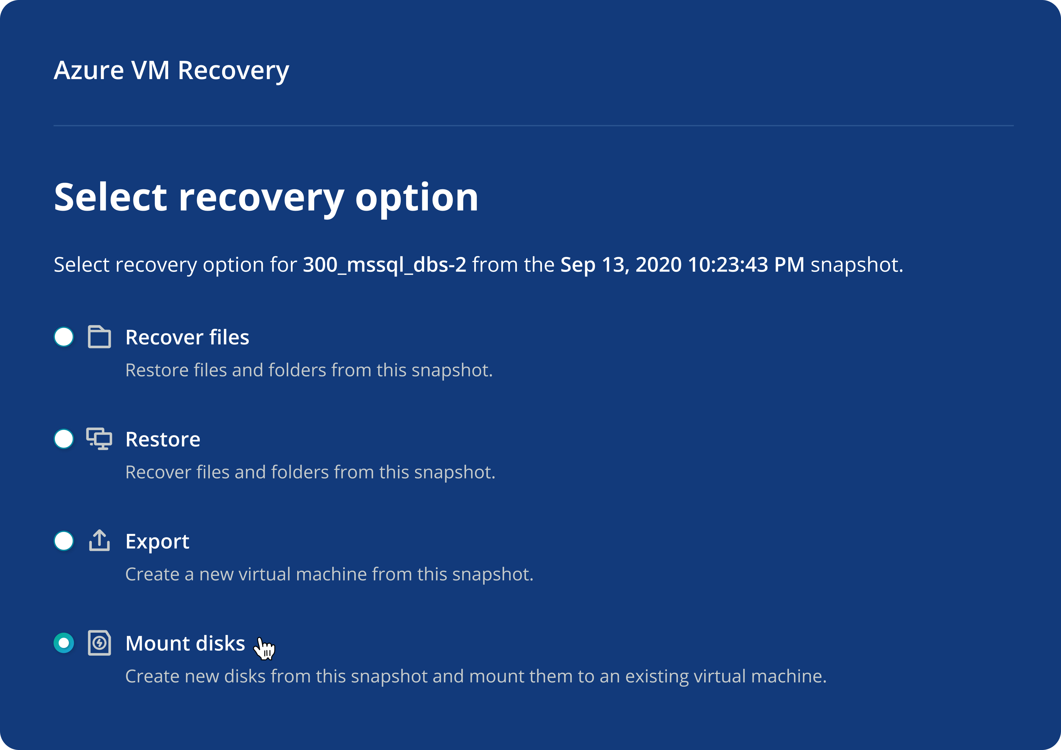 Enable, fast, flexible recovery